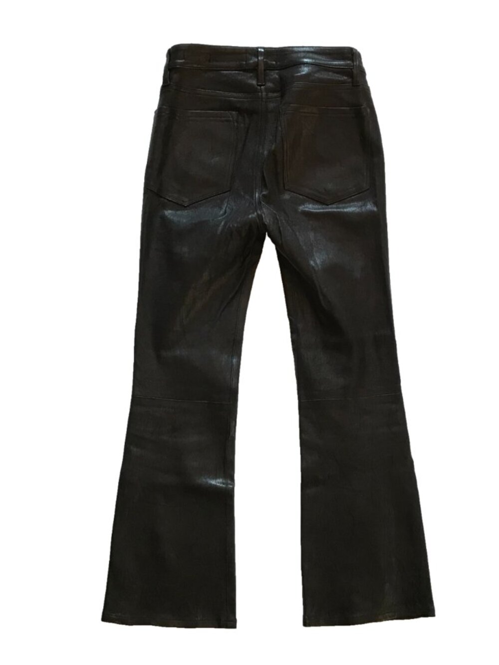 Frame Le Crop Mini Boot Leather Pants Womens 26 Black High Rise Waist Stretch - Picture 12 of 15